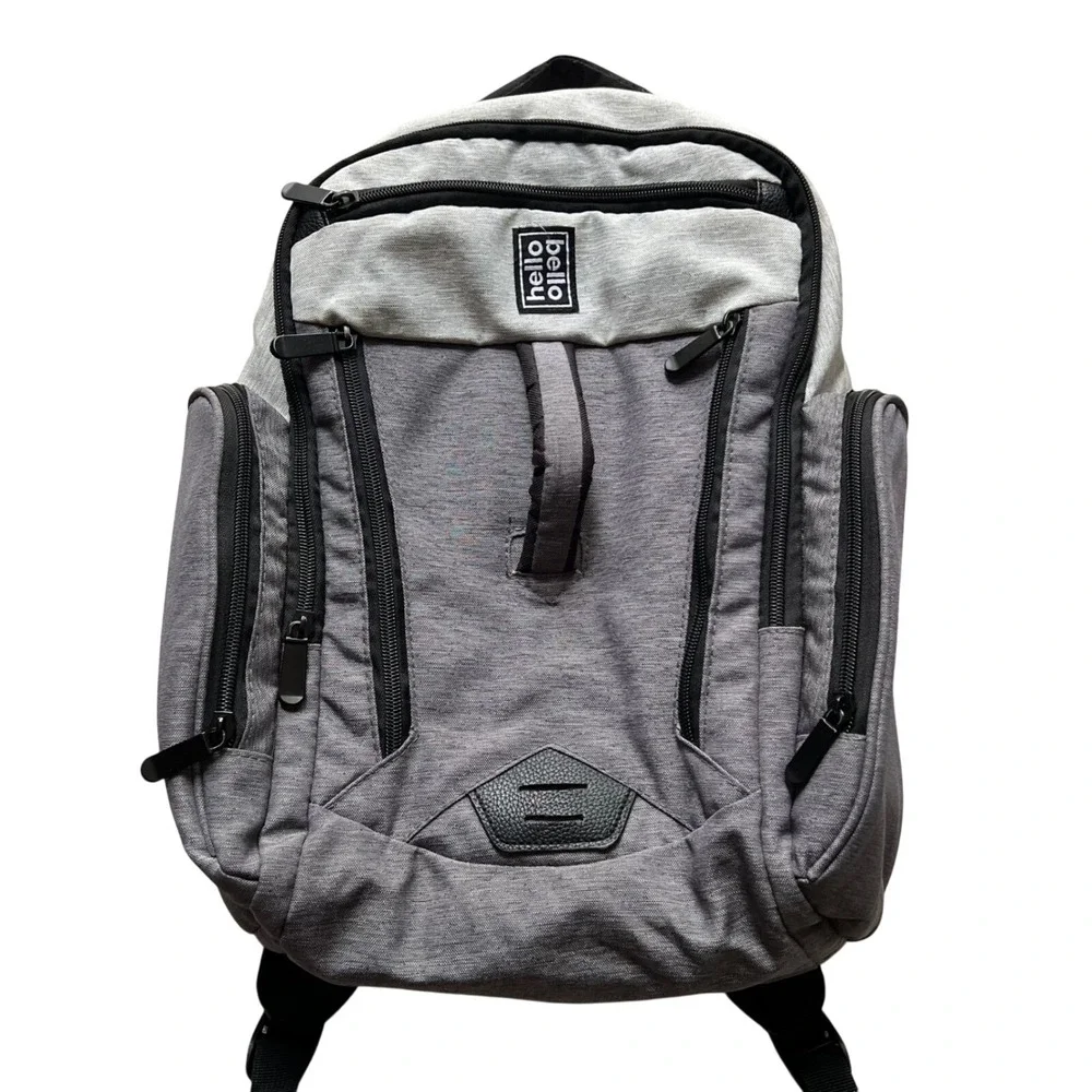 Hello Bello Backpack Diaper Bag‎ Gray Multiple Compartments Travel